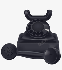 黑色老式电话机素材
