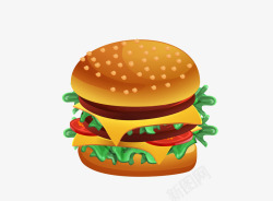 彩色多层汉堡包快餐美食图案素材