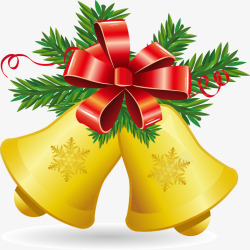 黄色铃铛圣诞装饰图案素材