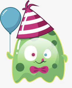 绿色卡通气球小怪物素材