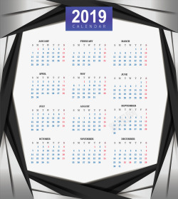灰色边框新年日历矢量图素材