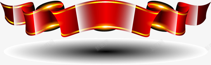 红底金边弯曲飘带png免抠素材_88icon https://88icon.com 弯曲 红底 金边 飘带