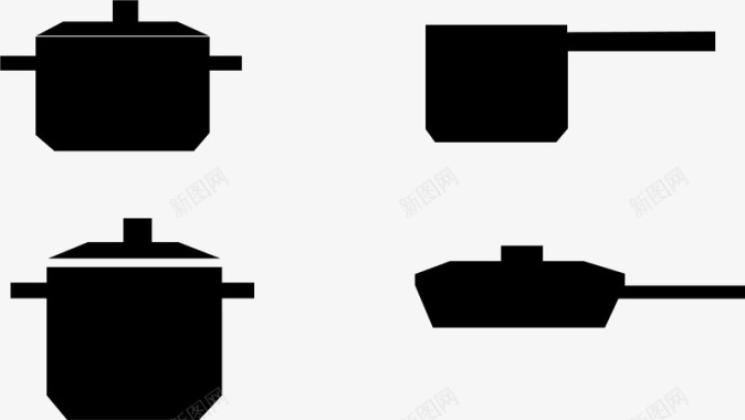 煎饼锅纯黑铁锅矢量图图标图标