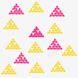 黄色粉色正三角形多个素材
