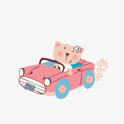 粉色铁艺小车卡通动物开车高清图片