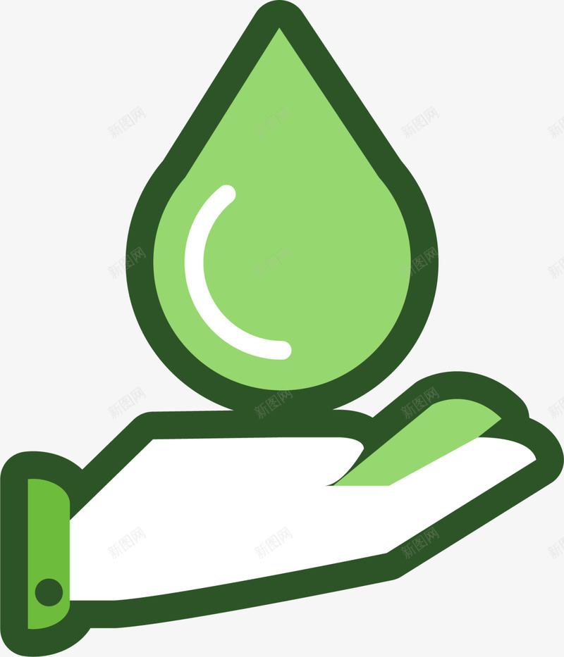 绿色卡通手掌水滴png免抠素材_88icon https://88icon.com 世界环境日 手掌水滴 环保 生态循环 自然 露珠