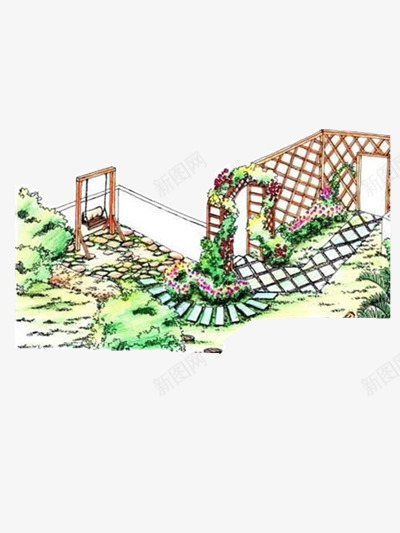 手绘花园png免抠素材_88icon https://88icon.com 小清新 手绘 花园