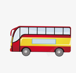 红色卡通大巴车装饰图案素材