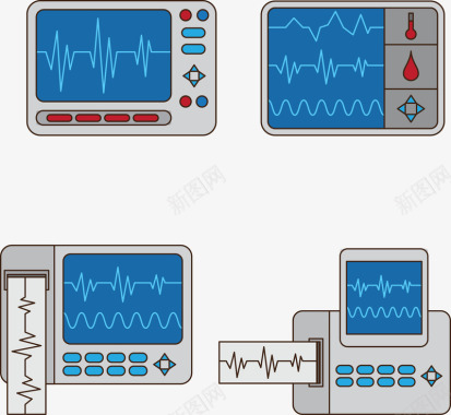 蓝色医学心电监护仪图标图标