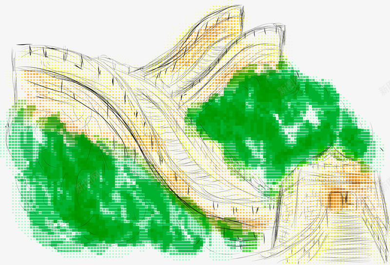 手绘中国长城写生png免抠素材_88icon https://88icon.com 写生风景 手绘中国长城 暑假招生 矢量png 素描班 绘画班 艺术 长城卡通