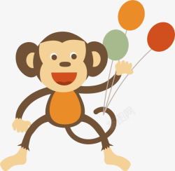 微笑可爱气球猴子素材