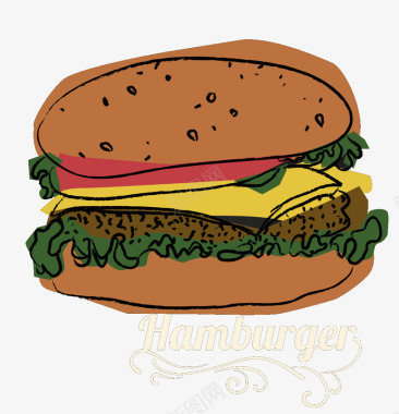 卡通手绘汉堡图案图标图标