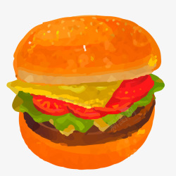 卡通手绘彩绘汉堡包矢量图素材
