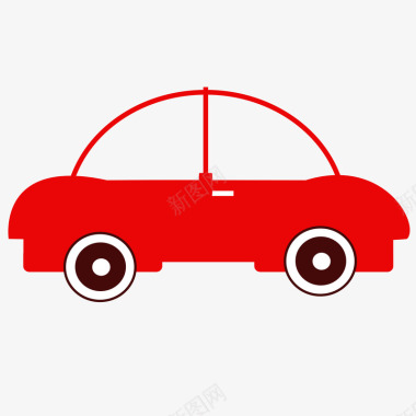 红色汽车红色扁平化汽车元素矢量图图标图标