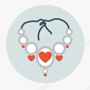 爱心矢量图免费下载情人节爱心珍珠项链标矢量图图标图标
