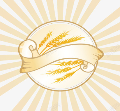 中国风小标签装饰装饰黄褐色麦穗logo矢量图图标图标