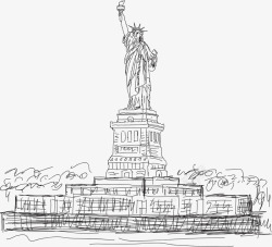 手绘纽约自由女神像素材