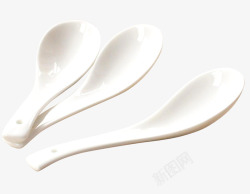 纯白色骨瓷小瓷勺子素材