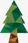 手绘绿色格子圣诞树素材