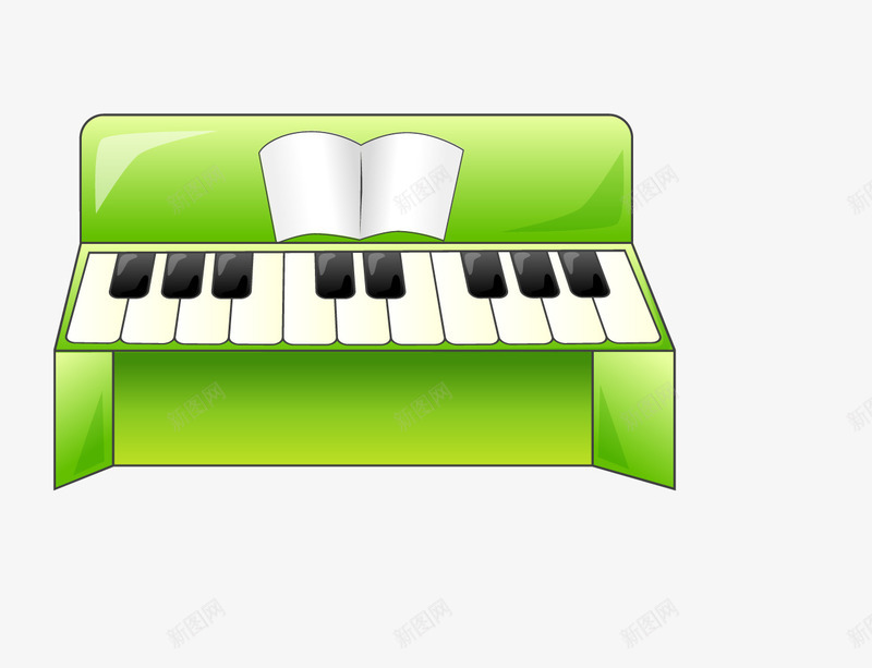 绿色卡通钢琴矢量图ai免抠素材_88icon https://88icon.com 乐器 卡通 卡通绿色 卡通钢琴 绿色 绿色卡通 钢琴 音乐 黑白键 矢量图