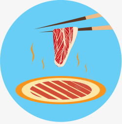 烤肉卡通韩国食物矢量图素材