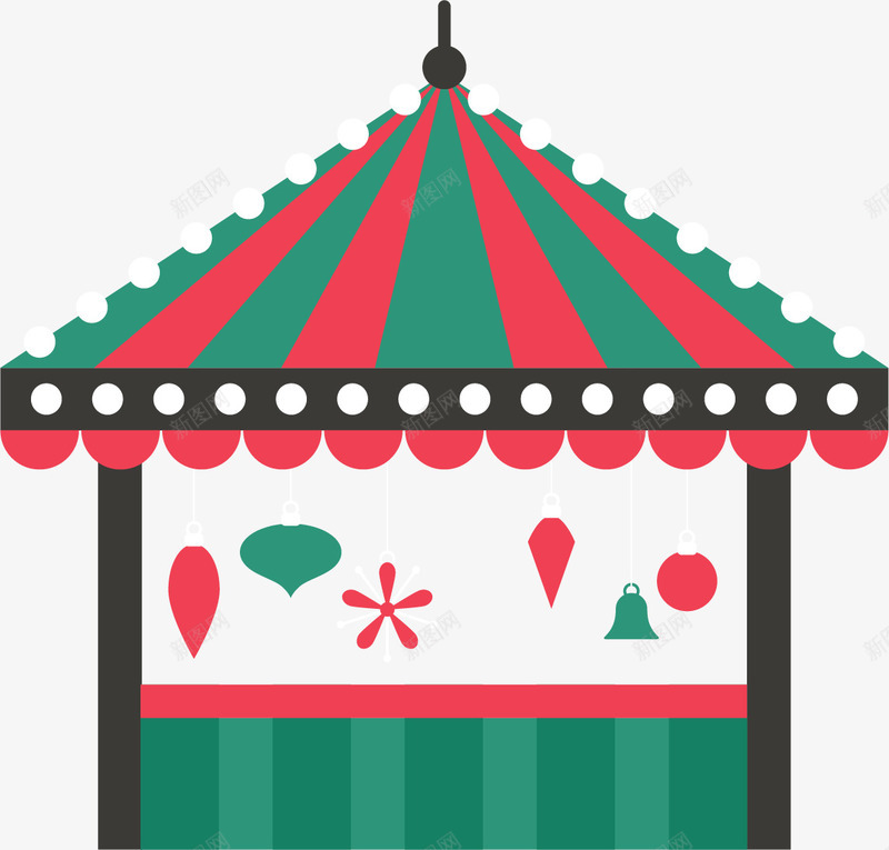 圣诞节装饰png免抠素材_88icon https://88icon.com 卡通圣诞节 可爱帐篷 圣诞节装饰 彩色帐篷 铃铛 雪花