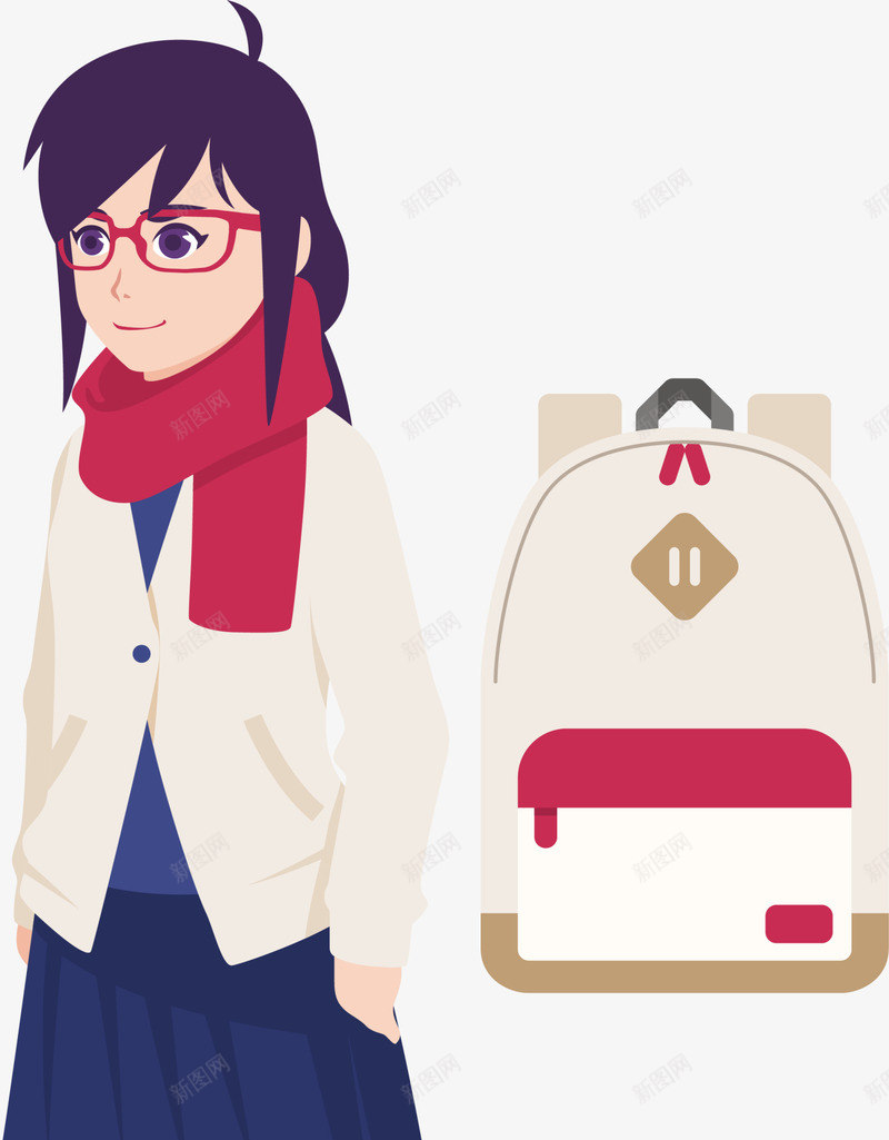 开学季美丽的女孩png免抠素材_88icon https://88icon.com 上学 学习 开学季 时尚女人 白色书本 美丽的女孩