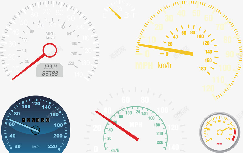 汽车仪表矢量图ai免抠素材_88icon https://88icon.com 仪表 汽车仪表 测速 速度 速度表 矢量图