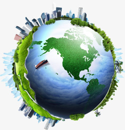绿色地球建筑爱护地球环保素材