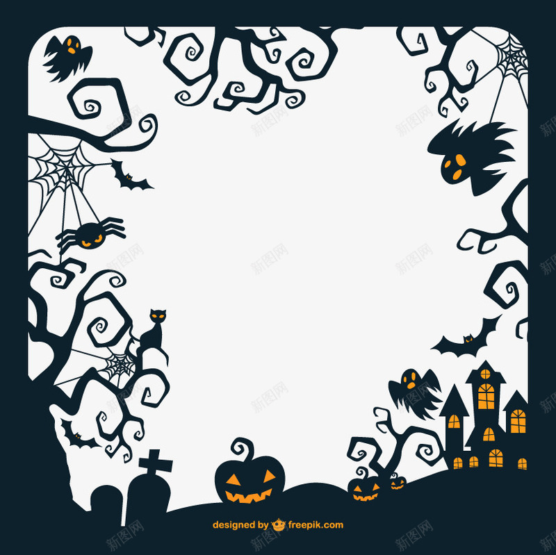 万圣节元素png免抠素材_88icon https://88icon.com 万圣节HALLOWEEN剪影南瓜城堡