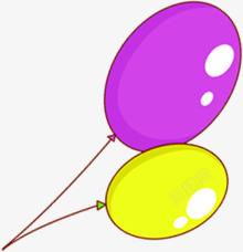 开学生手绘紫黄色气球素材