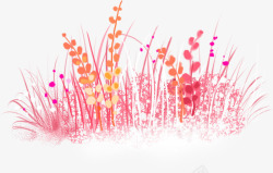 黄粉色手绘草丛装饰素材