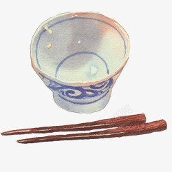 碗和筷子手绘画片素材