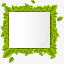绿色简约树叶框架素材