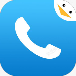 月黄色蓝色电话图标加小鸭子微笑图标高清图片
