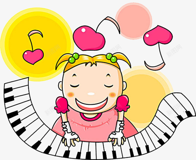 正在弹钢琴的小女孩png免抠素材_88icon https://88icon.com 发卡 小女孩 开心 弹琴 苹果 钢琴 音乐 黄色
