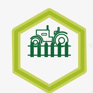绿色拖拉机篱笆农场生态图标图标