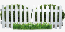 海报白色栅栏绿色草丛素材