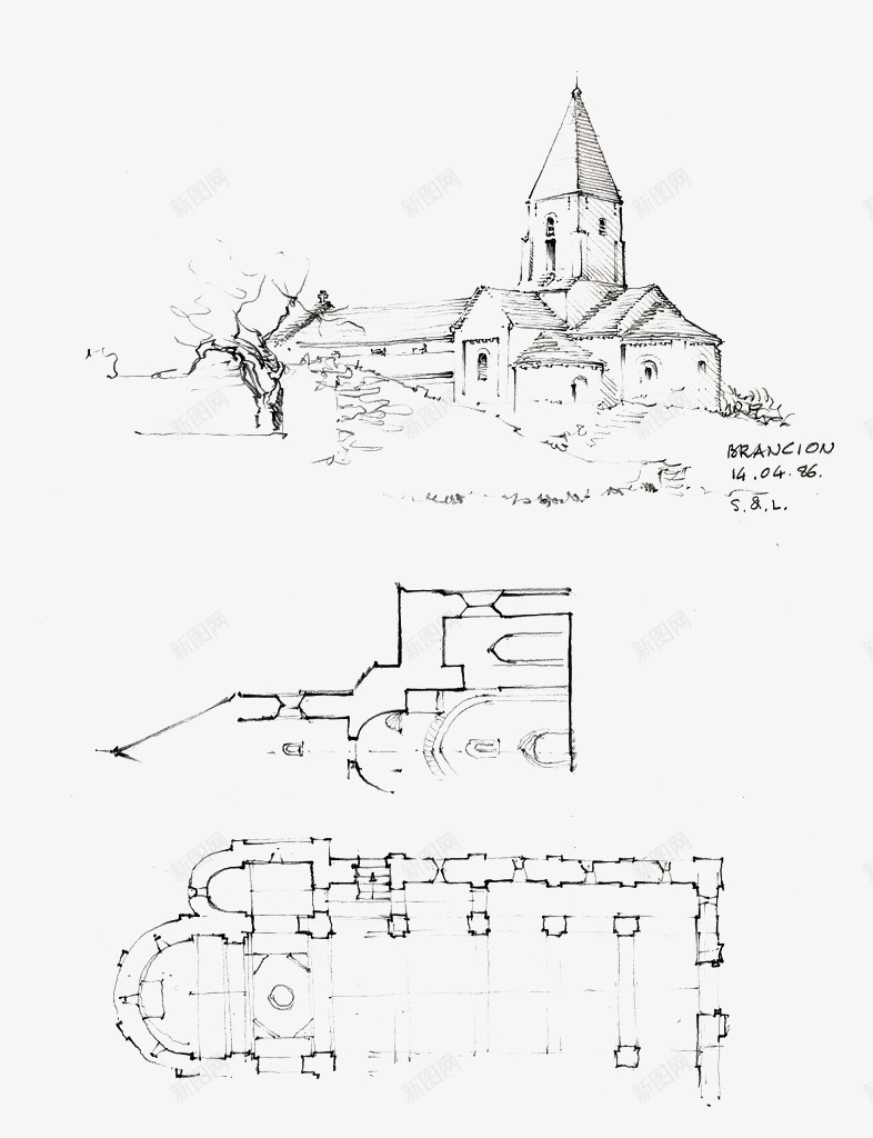 场景写生手绘png免抠素材_88icon https://88icon.com 场景绘画 手绘风景 速写写生 风景 风景写生