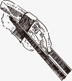 手绘插图筷子夹起的寿司素材