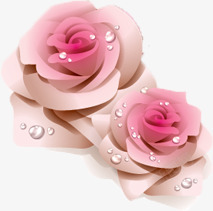 粉白色露珠玫瑰七夕素材