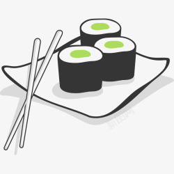 黑色筷子一盘吐司卷高清图片