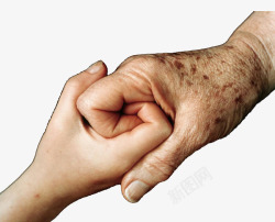 苍老的手牵着年轻的手对比图素材