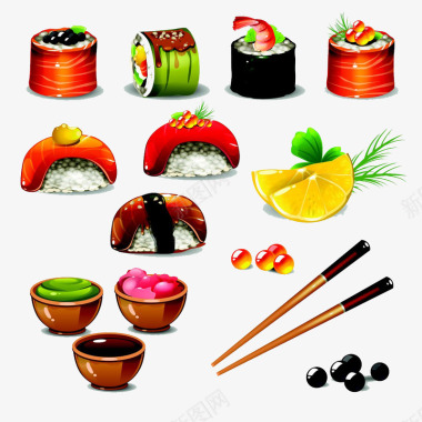 调料与美味寿司图标图标