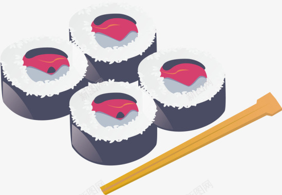 夹筷子寿司吃饭扁平图标图标