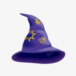 小巫女紫色尖帽子素材