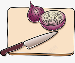 菜刀插图手绘插图卡通菜刀砧板高清图片