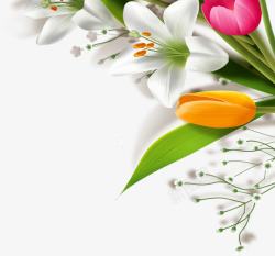 白色卡通纯洁花朵植物素材