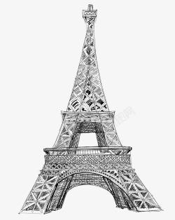 手绘线条法国埃菲尔铁塔素材