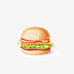 火腿口味手绘食物汉堡包高清图片